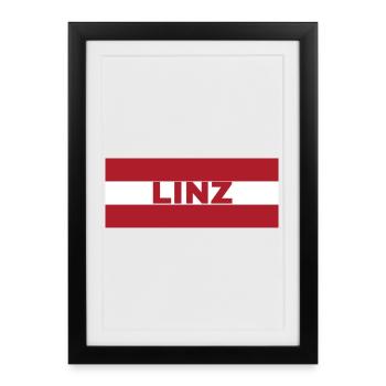 La ville de Linz sous pavillon autrichien - Affiche encadrée (27 × 37 cm) - noir - Devant