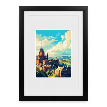 Edinburgh Scotland Uk Travel Poster Souvenir WPA - Framed poster (27 × 37 cm) - black - Front