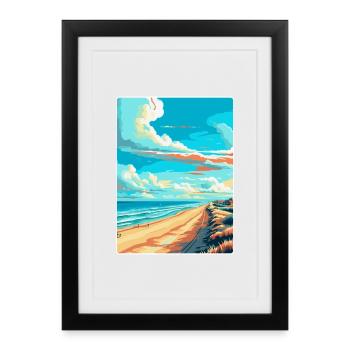 Zandvoort Pays-Bas Affiche de voyage vintage WPA - Affiche encadrée (27 × 37 cm) - noir - Devant