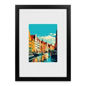 Danzig Polen Vintage Reiseposter WPA Souvenir - Gerahmtes Poster (27 × 37 cm) - Schwarz - Vorne