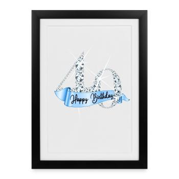Happy Birthday 40th Birthday Gift Diamond Glamour - Framed poster (27 × 37 cm) - black - Front