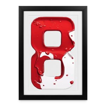NO. 8 NUMBER 8 RED WHITE 8TH BIRTHDAY - Framed poster (27 × 37 cm) - black - Front