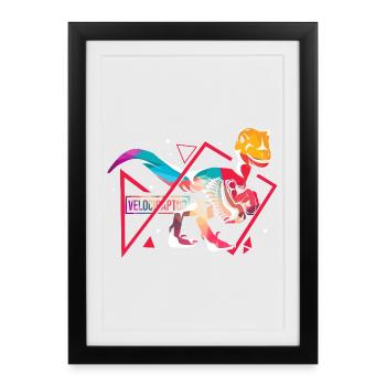 Gefräßiger Velociraptor Urzeitjäger - Gerahmtes Poster (27 × 37 cm) - Schwarz - Vorne