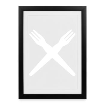 French fries fork crossed - Framed poster (27 × 37 cm) - black - Front