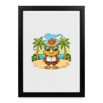 Lunettes de soleil Hawk Funny Cartoon Summer Beach - Affiche encadrée (27 × 37 cm) - noir - Devant