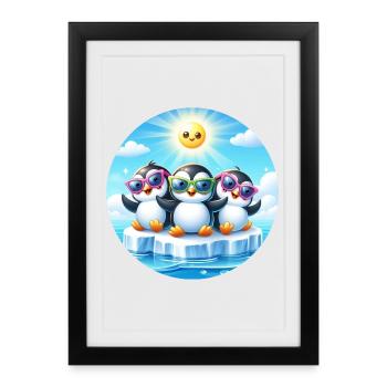 Funny Penguins 2 - Framed poster (27 × 37 cm) - black - Front