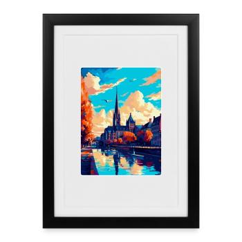 Bonn Allemagne Affiche de voyage vintage WPA Souvenir - Affiche encadrée (27 × 37 cm) - noir - Devant