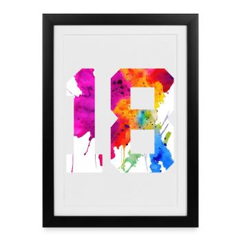 NUMBER 18 YEARS OLD 18TH BIRTHDAY - Framed poster (27 × 37 cm) - black - Front