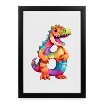 DINO 8 YEARS DINOSAUR NUMBER 8TH BIRTHDAY - Framed poster (27 × 37 cm) - black - Front