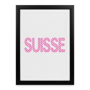 SUISSE. PAYS. GENEVE. HUMOUR. DRAPEAU. GENEVE - Affiche encadrée (27 × 37 cm) - noir - Devant