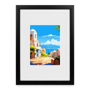 Kos Greece Vintage Travel Poster Souvenir Souvenir - Framed poster (27 × 37 cm) - black - Front