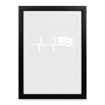 Drame Masques Théâtre Palpitations cardiaques - Affiche encadrée (27 × 37 cm) - noir - Devant