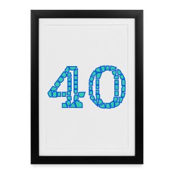 40. 40 ANS. 40e ANNIVERSAIRE. ANNIVERSAIRE 40 ANS. - Affiche encadrée (27 × 37 cm) - noir - Devant