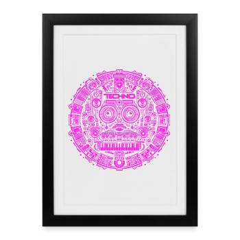 Techno Music Logo - Affiche encadrée (27 × 37 cm) - noir - Devant
