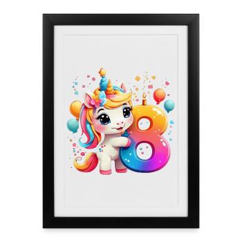 NUMBER 8 YEARS UNICORN 8TH BIRTHDAY - Framed poster (27 × 37 cm) - black - Front