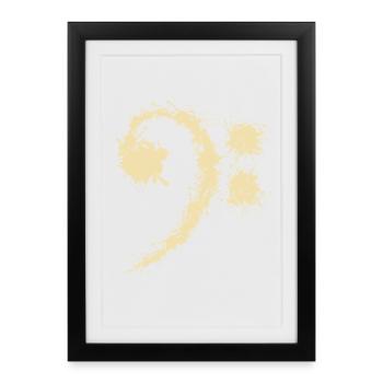 Bass Clef Vintage - Cadeau d'amateurs de musique drôle - Affiche encadrée (27 × 37 cm) - noir - Devant