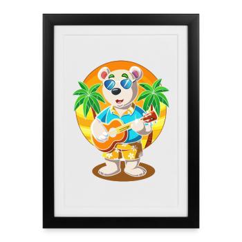 Lunettes de soleil de plage d’été de dessin animé d’ours polaire drôle - Affiche encadrée (27 × 37 cm) - noir - Devant