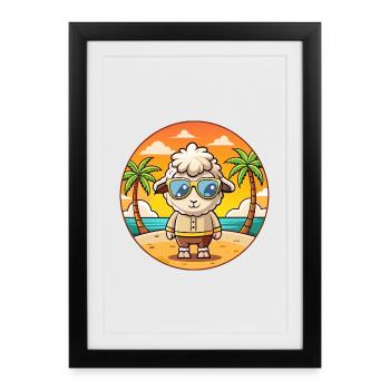 Sheep Funny Cartoon Summer Beach Sunglasses - Framed poster (27 × 37 cm) - black - Front