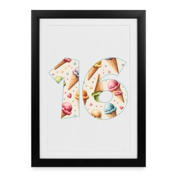 CREAM NUMÉRO 16 ANS CREAM 16E ANNIVERSAIRE - Affiche encadrée (27 × 37 cm) - noir - Devant