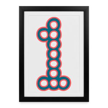 1. 1 AN. 1er ANNIVERSAIRE. ANNIVERSAIRE 1 AN - Affiche encadrée (27 × 37 cm) - noir - Devant