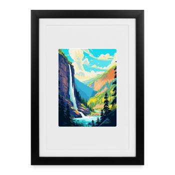 Affiche de voyage des chutes de Reichenbach en Suisse WPA - Affiche encadrée (27 × 37 cm) - noir - Devant