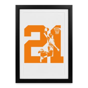 NUMÉRO 21 BASKETBALL 21E ANNIVERSAIRE - Affiche encadrée (27 × 37 cm) - noir - Devant