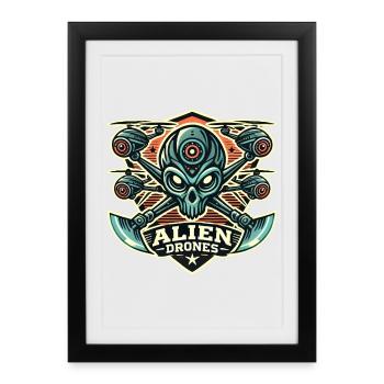 Logo des drones extraterrestres - Affiche encadrée (27 × 37 cm) - noir - Devant