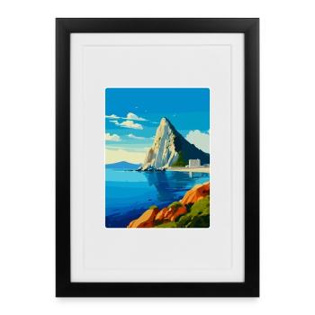 Rock Of Gibraltar Vintage Reiseposter Souvenir - Gerahmtes Poster (27 × 37 cm) - Schwarz - Vorne