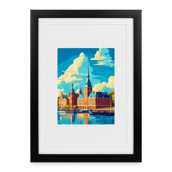 Helsingborg Sweden Vintage Travel Poster Souvenir - Framed poster (27 × 37 cm) - black - Front