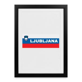 Ljubljana City dans le drapeau slovène - Affiche encadrée (27 × 37 cm) - noir - Devant
