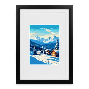 Kitzbuhel Austria Vintage Travel Poster Souvenir - Framed poster (27 × 37 cm) - black - Front