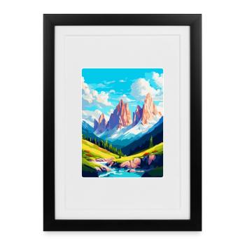 Dolomites Italie Affiche de voyage vintage Souvenir WPA - Affiche encadrée (27 × 37 cm) - noir - Devant