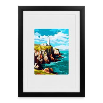 South Stack Cliffs Anglesey Vintage Travel Poster - Framed poster (27 × 37 cm) - black - Front