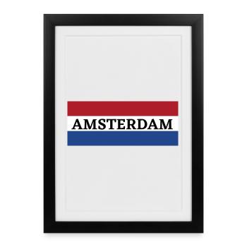 La ville d’Amsterdam dans le drapeau néerlandais - Affiche encadrée (27 × 37 cm) - noir - Devant