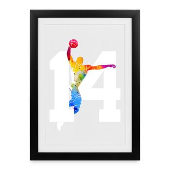 NUMBER 14 BASKETBALL 14TH BIRTHDAY - Framed poster (27 × 37 cm) - black - Front