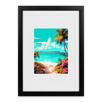 Turks Caicos Islands Caribbean Travel Poster WPA - Framed poster (27 × 37 cm) - black - Front