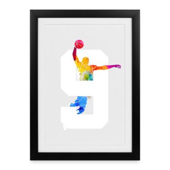 NUMBER 9 BASKETBALL 9TH BIRTHDAY - Framed poster (27 × 37 cm) - black - Front