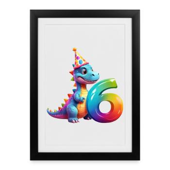DINO 6 YEARS DINOSAUR 6TH BIRTHDAY - Framed poster (27 × 37 cm) - black - Front