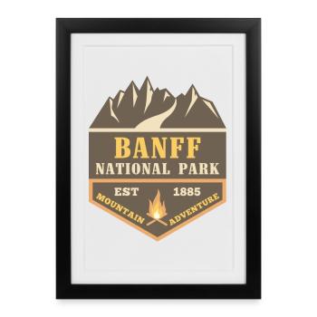 Banff Canada Park Moose Moose Backcountry Camping - Affiche encadrée (27 × 37 cm) - noir - Devant