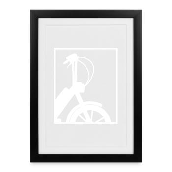 Mofa Moped Mofafahrer Mopedfahrer Motorroller - Gerahmtes Poster (27 × 37 cm) - Schwarz - Vorne