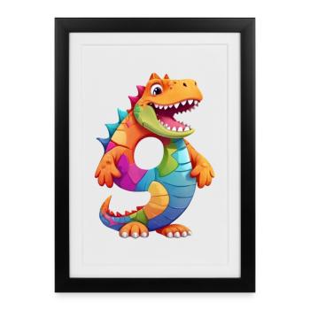 DINO 9 YEARS DINOSAUR NUMBER 9TH BIRTHDAY - Framed poster (27 × 37 cm) - black - Front