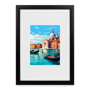 Venise Italie Affiche de voyage vintage WPA Souvenir - Affiche encadrée (27 × 37 cm) - noir - Devant