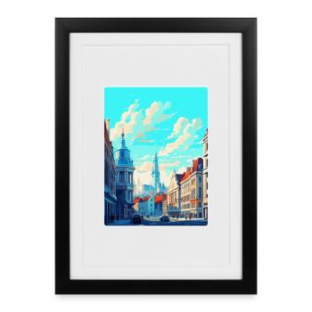 Bruxelles Belgique Poster de voyage vintage souvenir - Affiche encadrée (27 × 37 cm) - noir - Devant