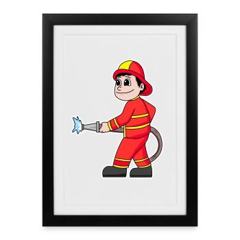 Firefighter - Framed poster (27 × 37 cm) - black - Front