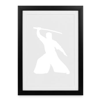 Flinker Haidong Gumdo Schwertkämpfer - Gerahmtes Poster (27 × 37 cm) - Schwarz - Vorne
