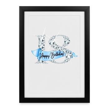 Happy Birthday 18th Birthday Gift Diamond Glamour - Framed poster (27 × 37 cm) - black - Front