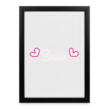 SUISSE. PAYS. GENEVE. HUMOUR. DRAPEAU - Affiche encadrée (27 × 37 cm) - noir - Devant