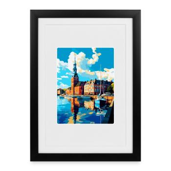 Helsingborg Sweden Vintage Travel Poster Souvenir - Framed poster (27 × 37 cm) - black - Front