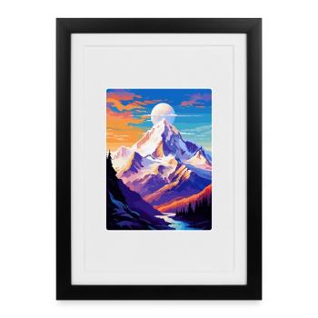 Mont Blanc Mountain Europe Vintage Travel Poster - Framed poster (27 × 37 cm) - black - Front