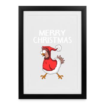 Poulet de Noël Joyeux Noël - Affiche encadrée (27 × 37 cm) - noir - Devant